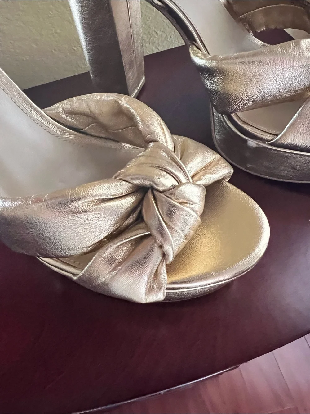 Michael Kors Metallic Gold Platform Knot Sandals